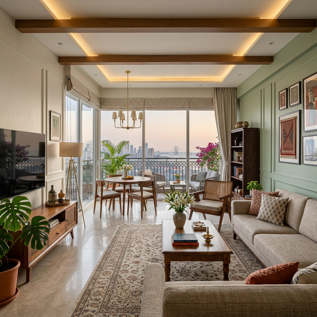 Maple Paints interior emulsion — modern high-rise living room India